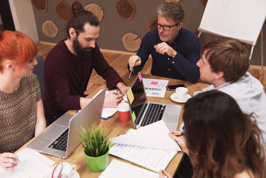 Group Creative People Analyzing Result Work 1