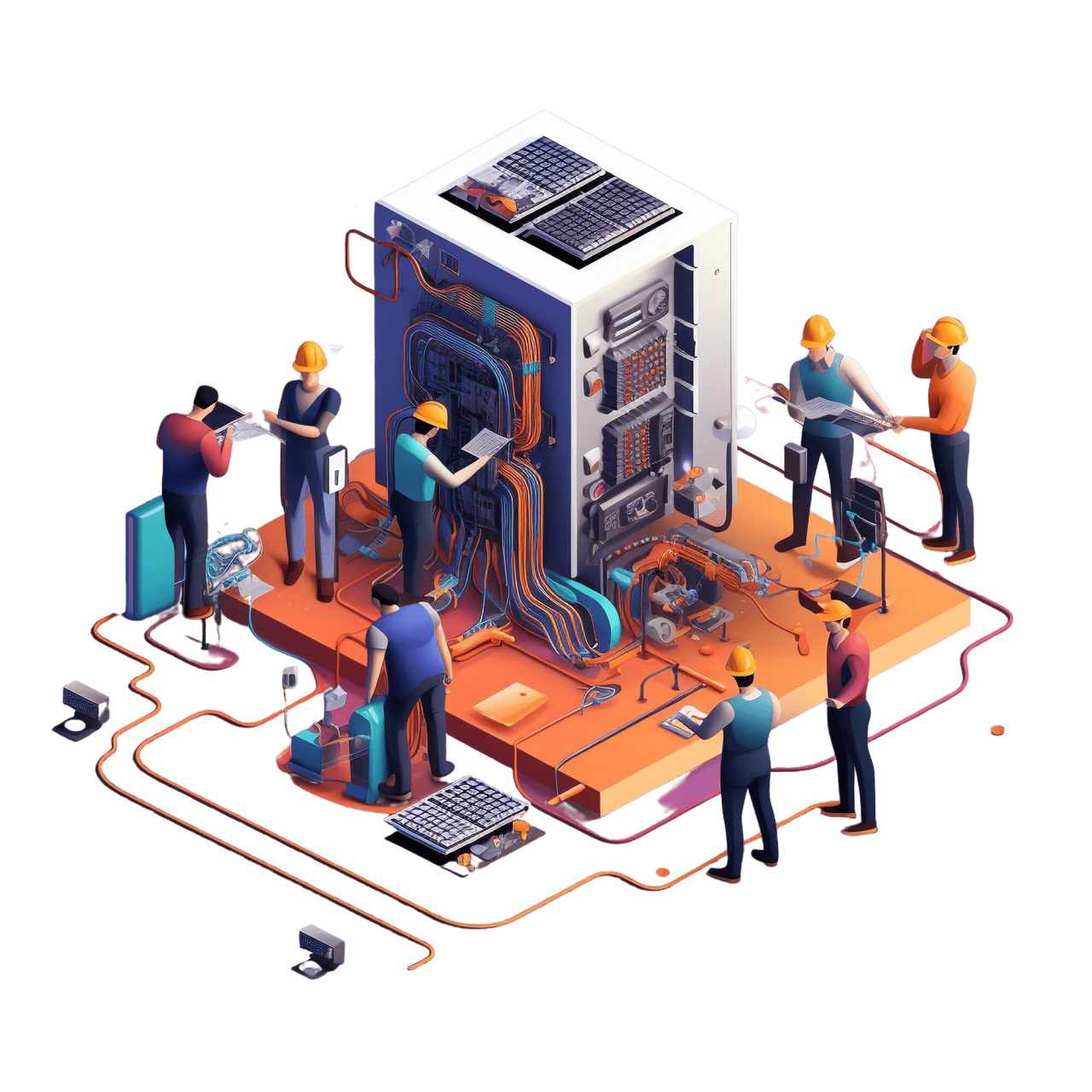 3D Cartoon Scene Depicting Variety People Multitasking 1