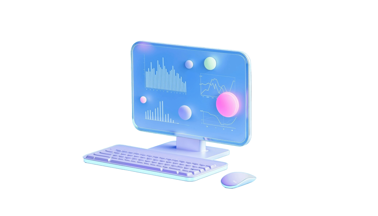 3D Graph Computer Illustration