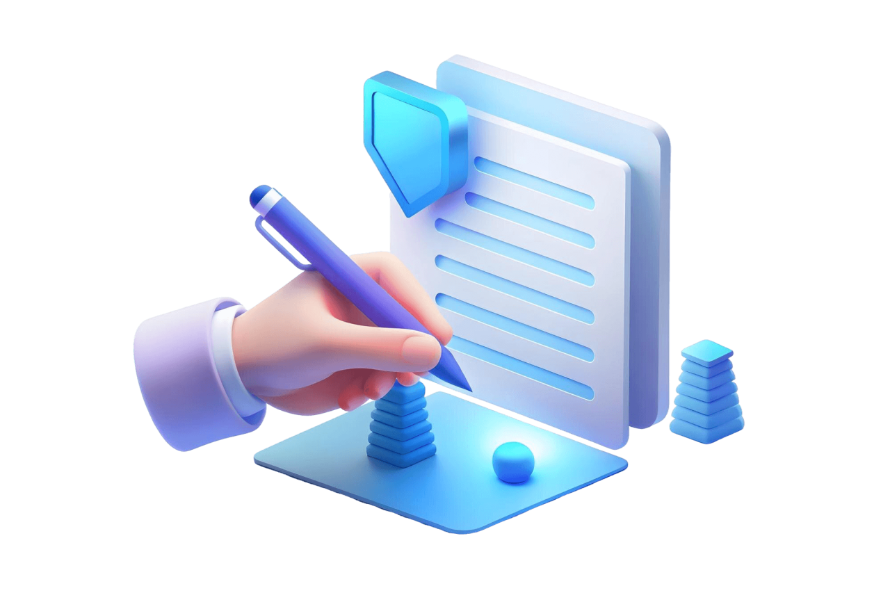 3D Hand Signing Document With Holographic Contract Icons Copy Space Sharad Purnima Concept With