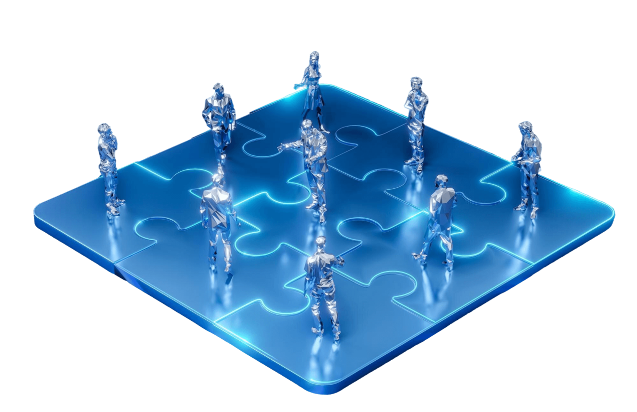 3D Rendering Meeting Jigsaw Teamwork Top View