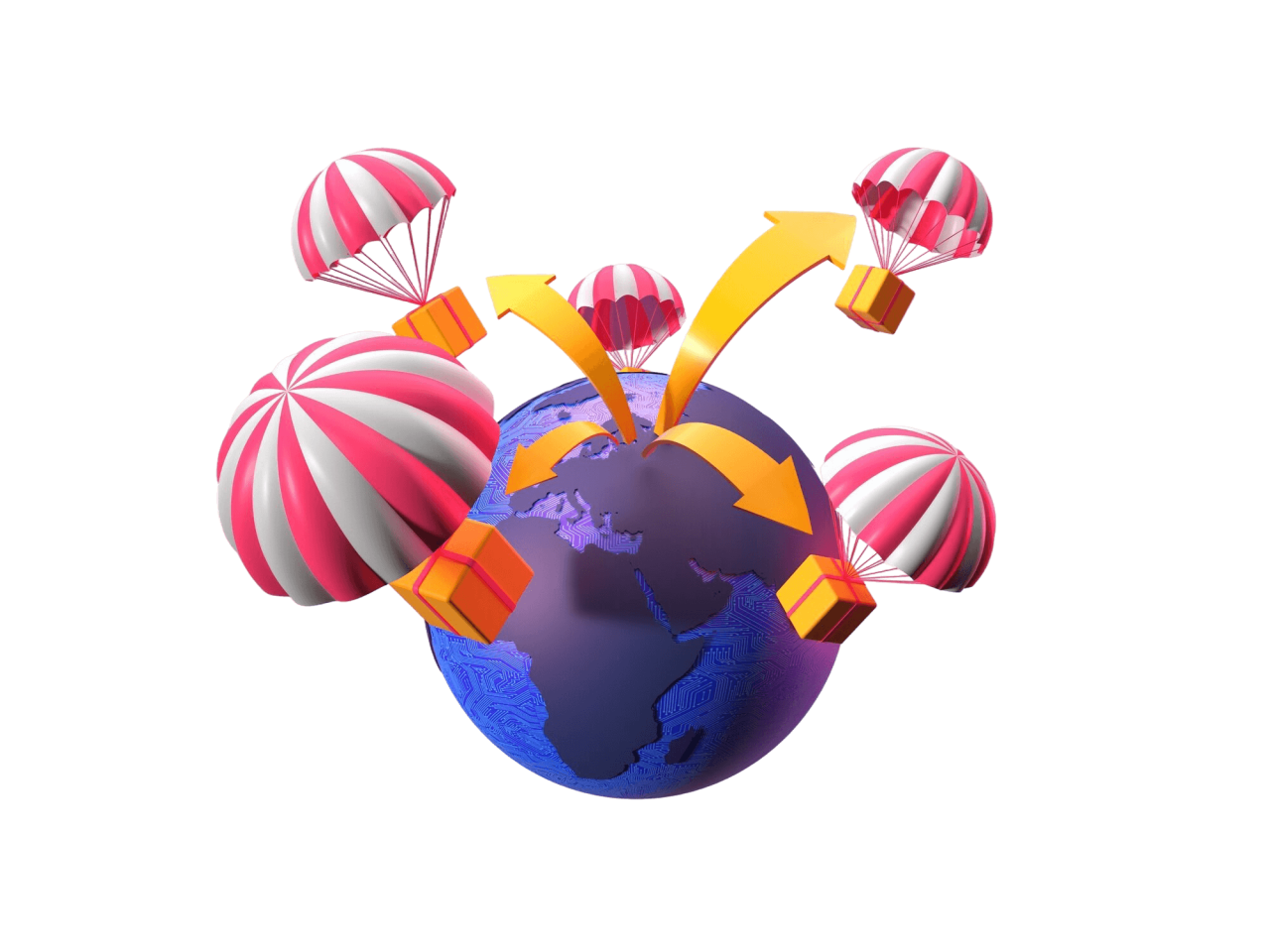 3D Rendewring Cryptocurency Distribution Concept