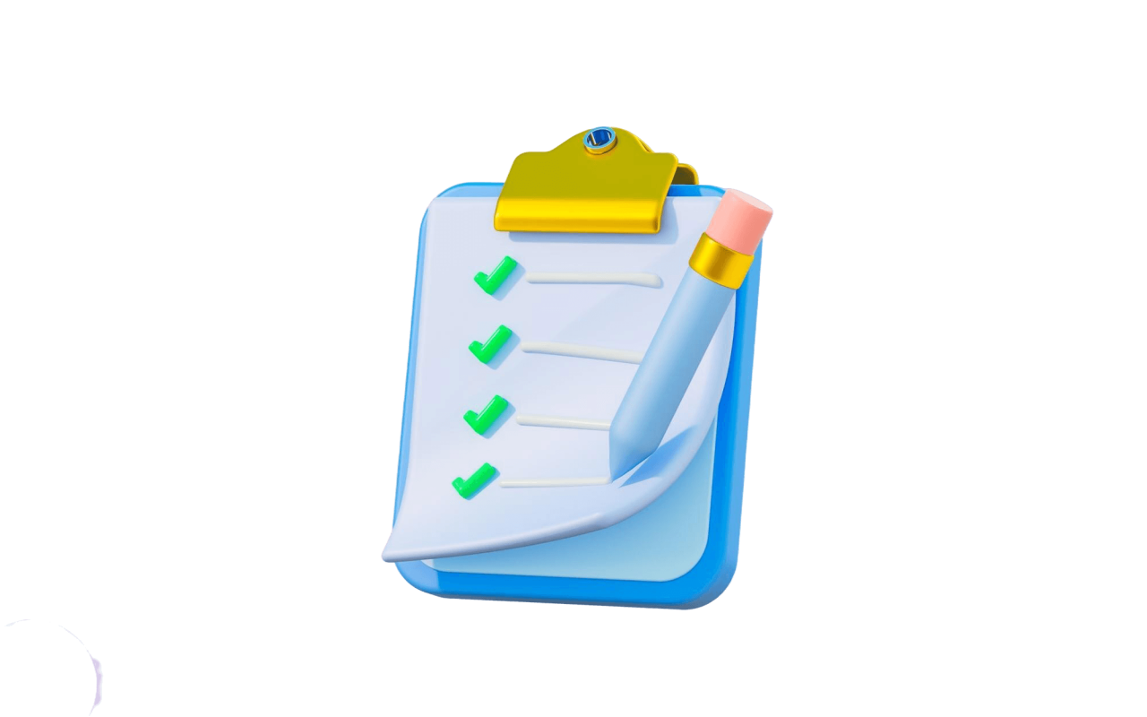 Clip Board With Document Check List Pen Sign 3D Render Concept Approval List Confirmed