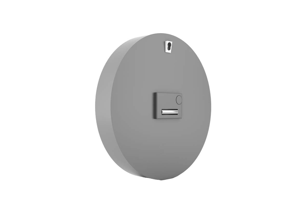 Close Up Round Gray Wall Clock Isolated White Background E1754312191989