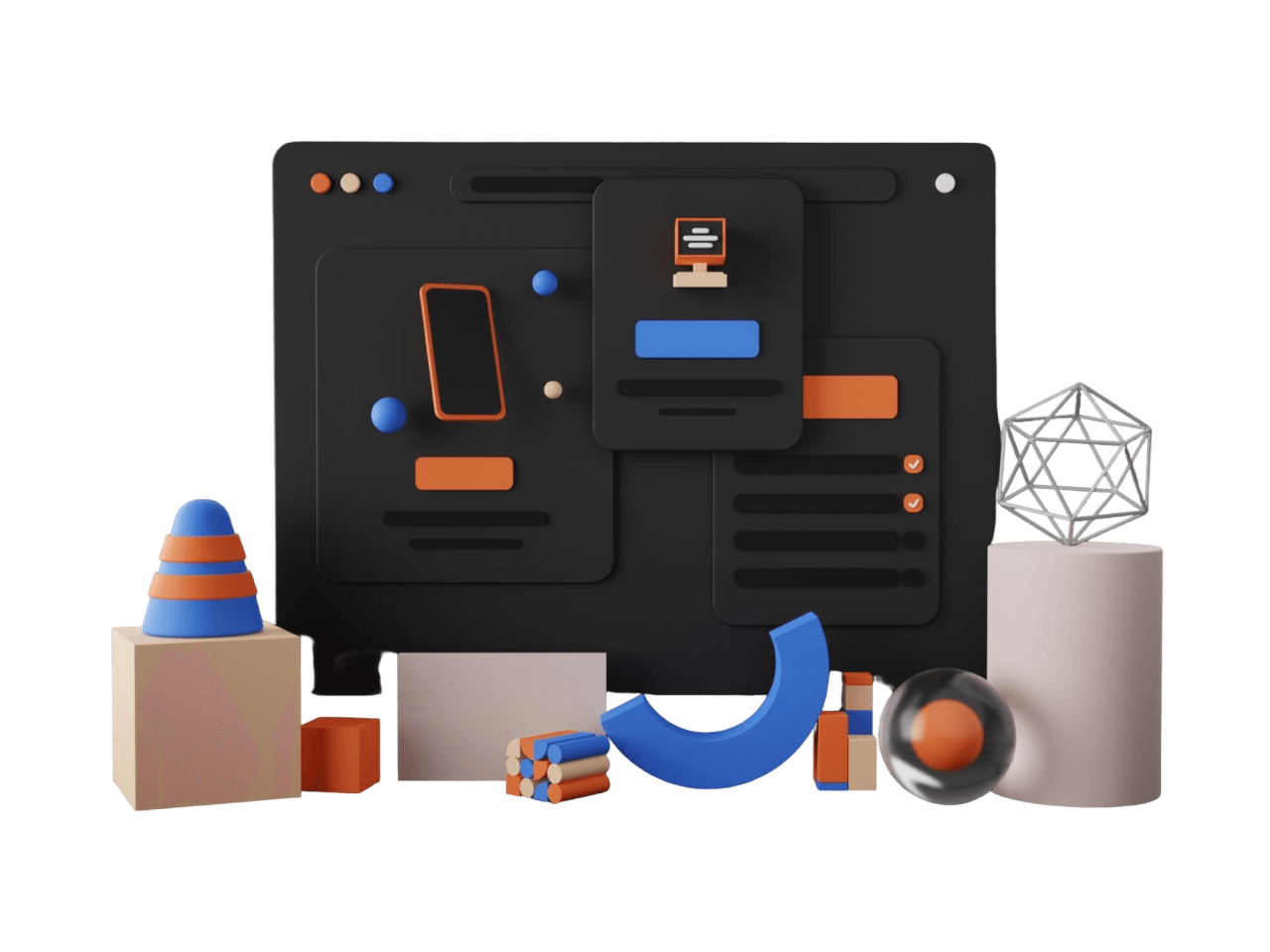 Dark Mode With Varian 3D Web Browser Scene Creator Mockup