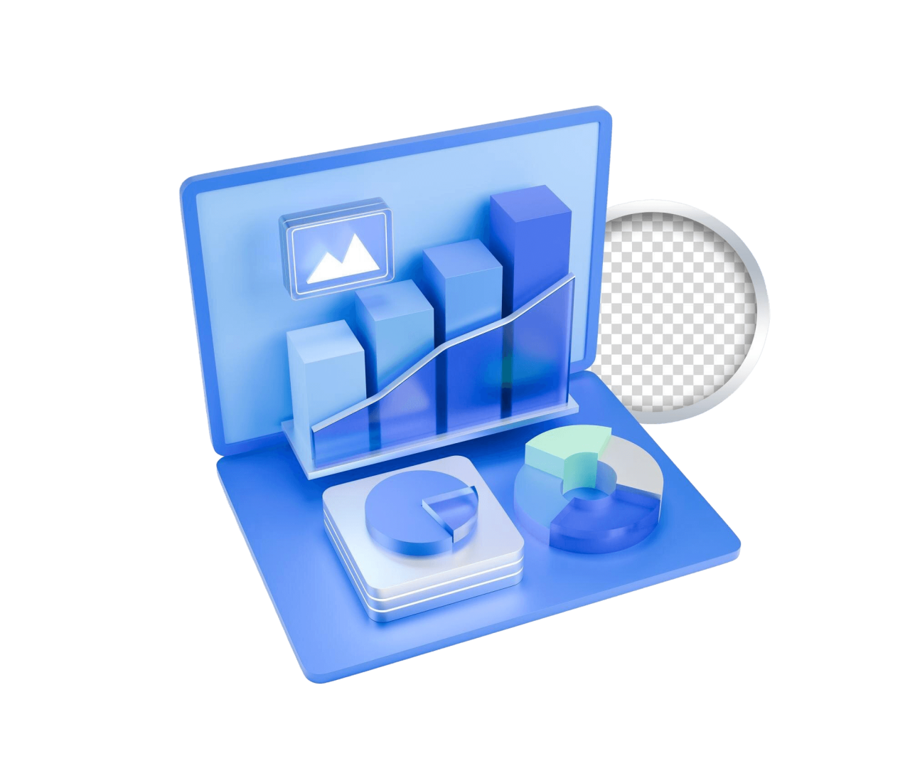 Data Analytics 3D Illustration With Informations Graph
