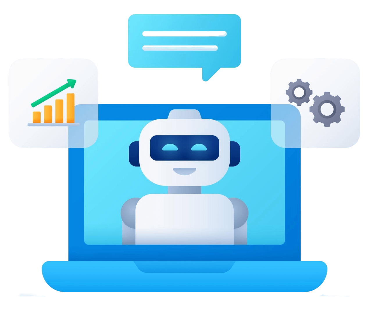 Flat Gradient Laptop With Robot Assistant Illustration E1756115807646