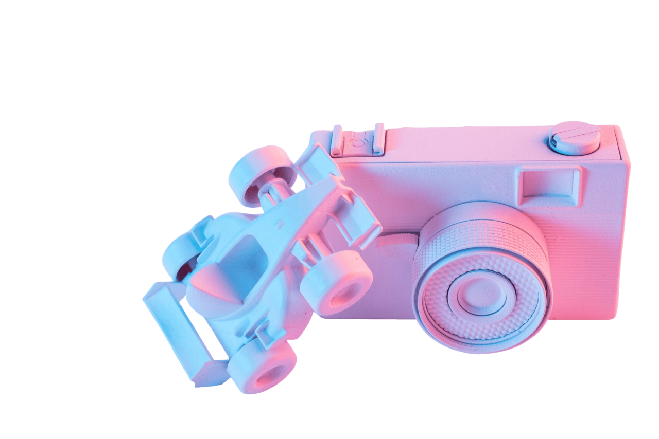 Focus Light Formula One Car Camera Against Pink Background