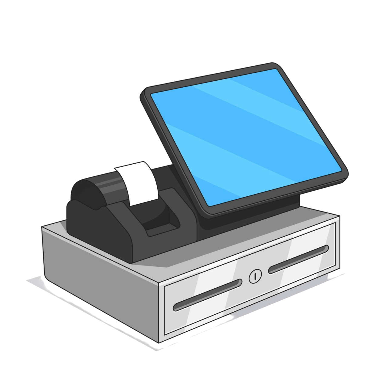Hand Drawn Cartoon Cash Register Illustration