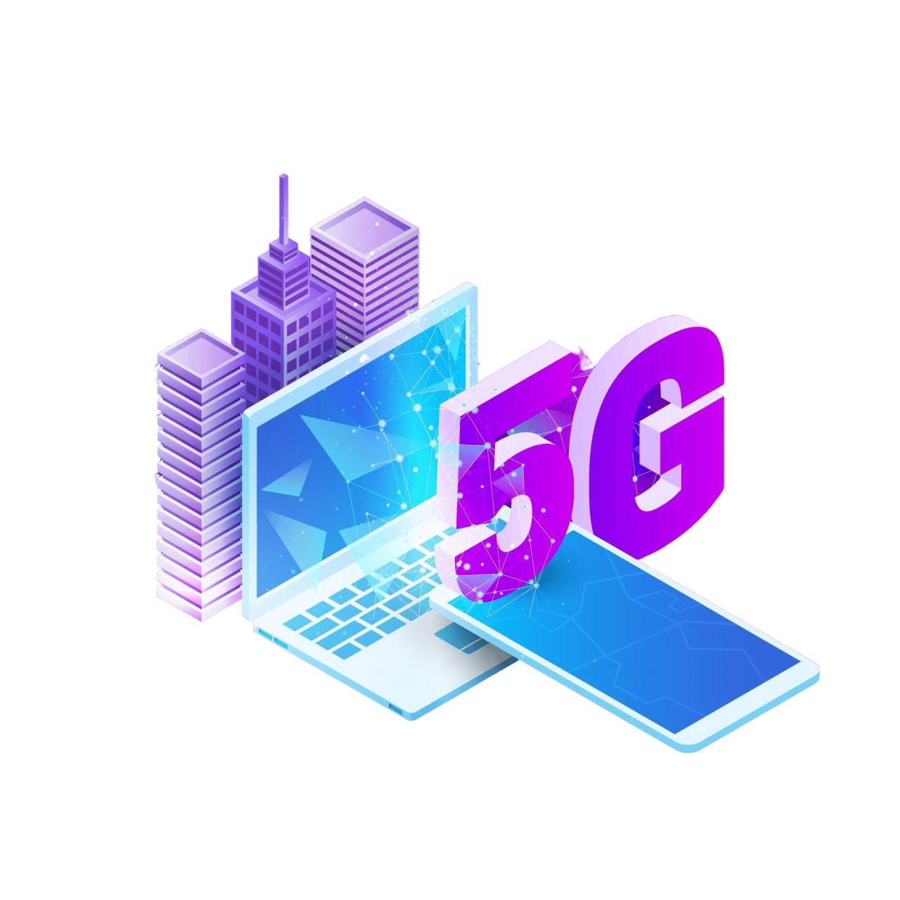 Isometric 5G Network Concept Background