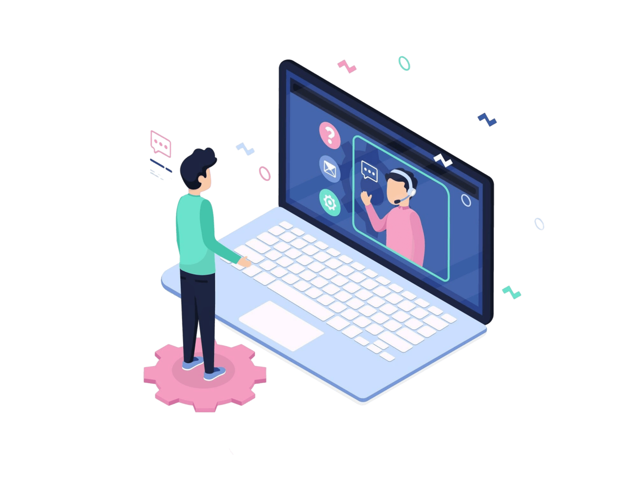 Isometric Customer Support Illustration