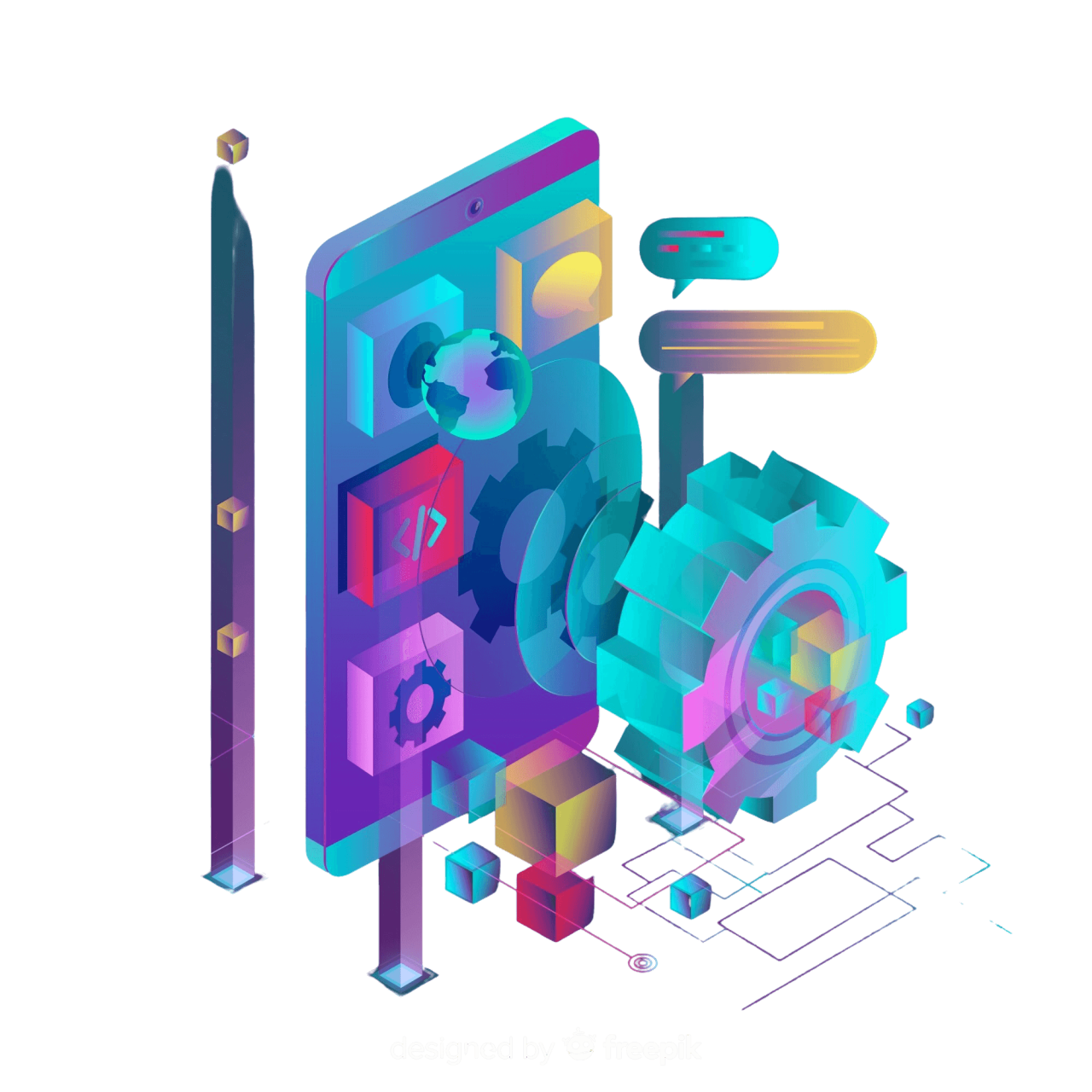 Isometric Gradient 3D Mobile Phone Background