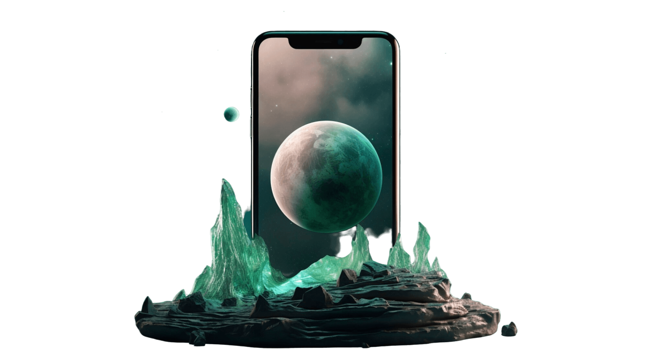 Modern Smartphone With Live Abstract Wallpaper Coming Out Screen