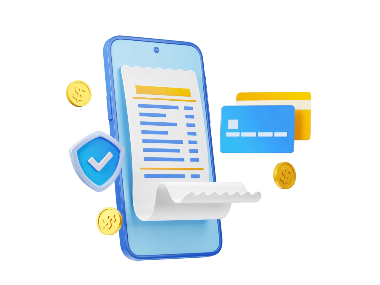 Online Payment Security Concept 3D Phone Bill