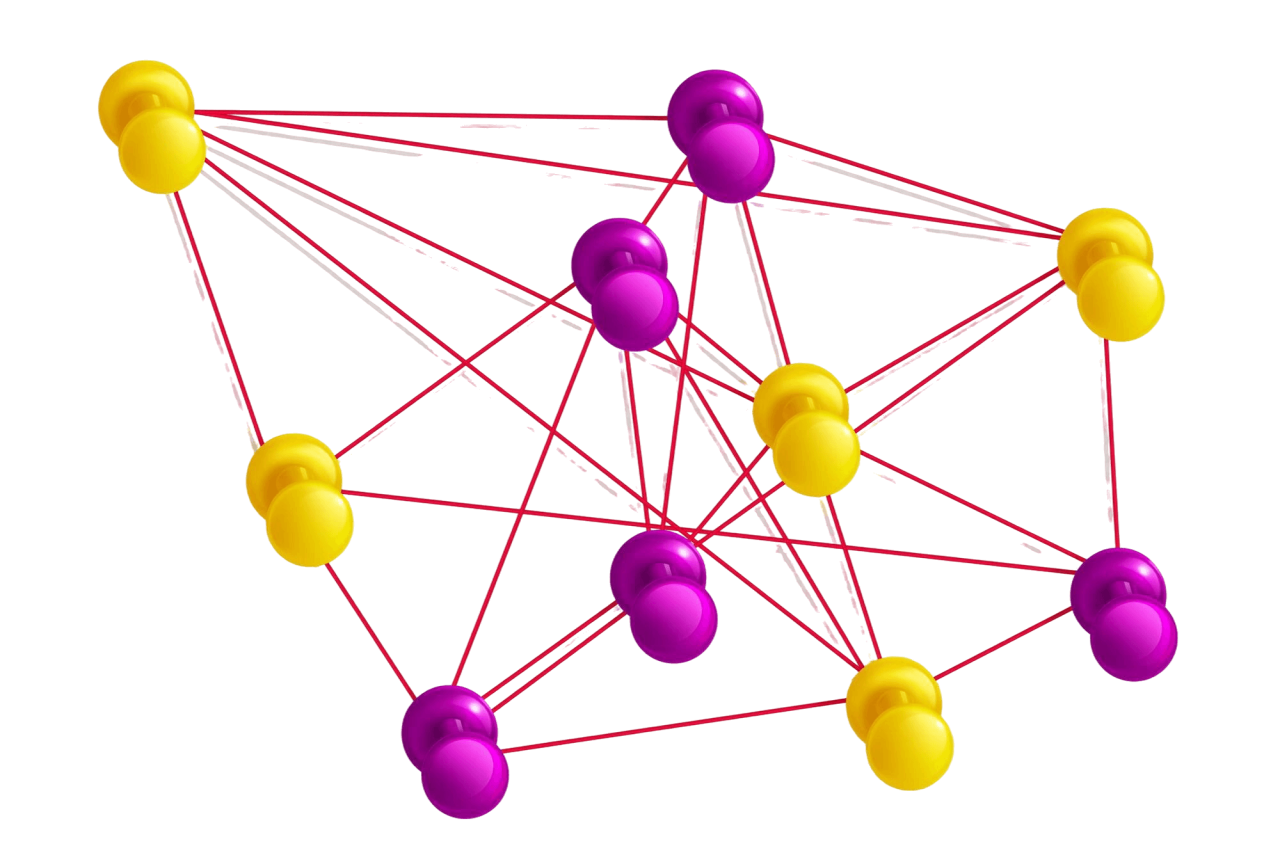 Push Pins Network Map Yellow Pink Pushpins