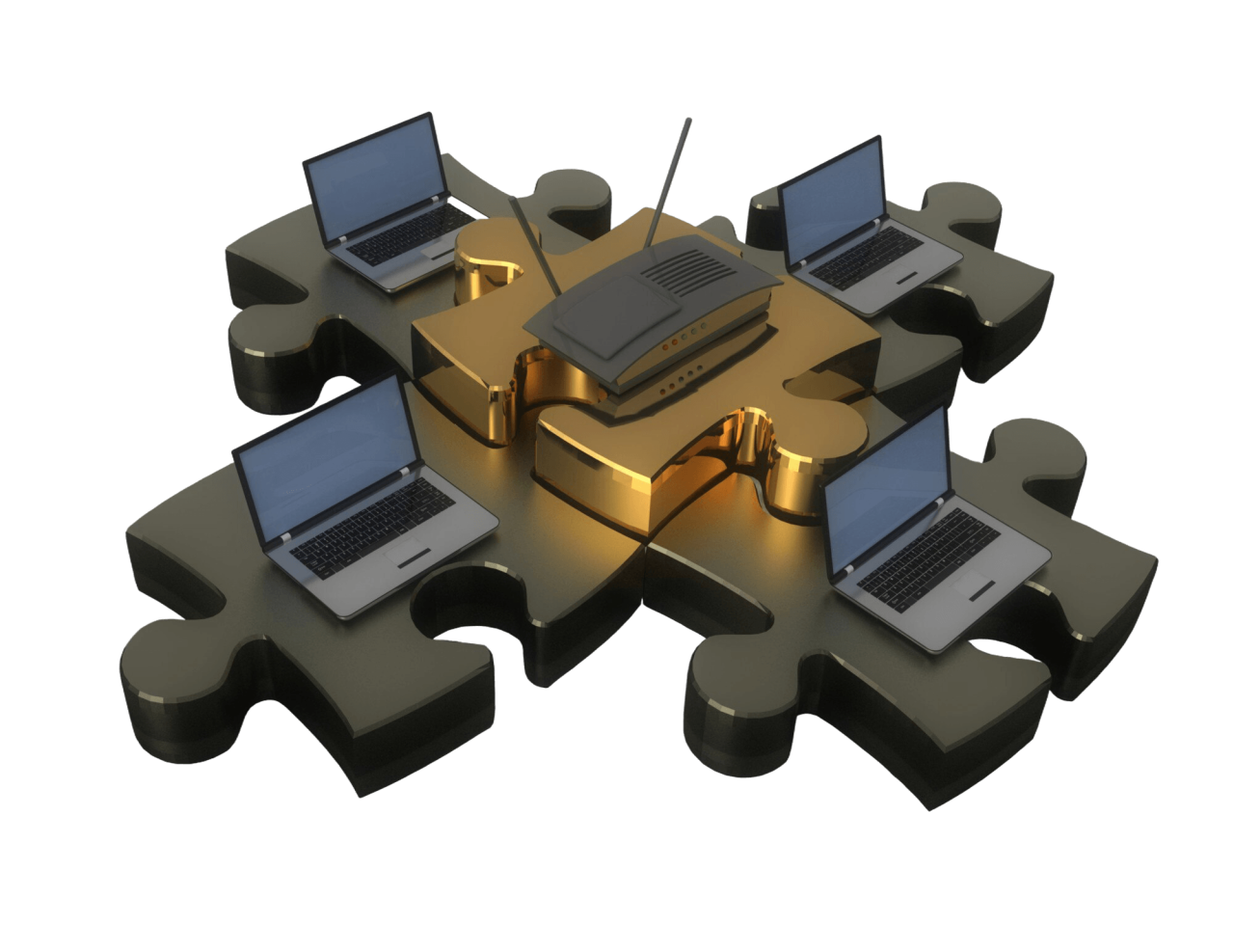 Puzzle Network Concept 3D Illustration