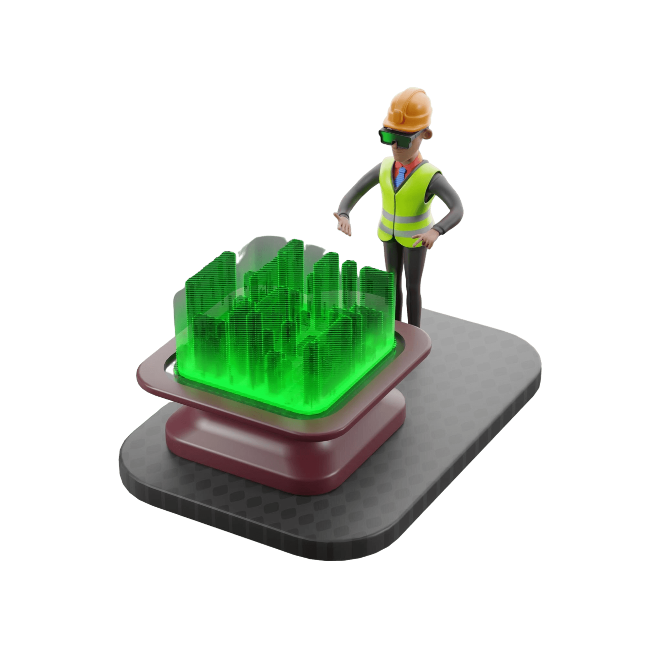 Vr Construction Site Observation 3D Illustration