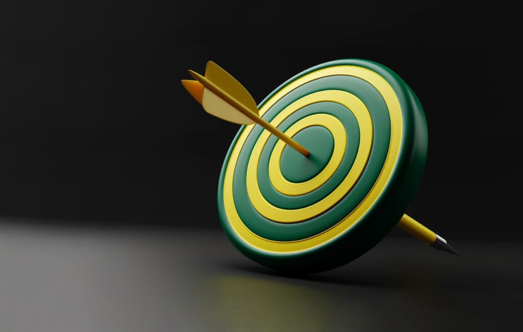 3D Rendering Arrow Hitting Target 2