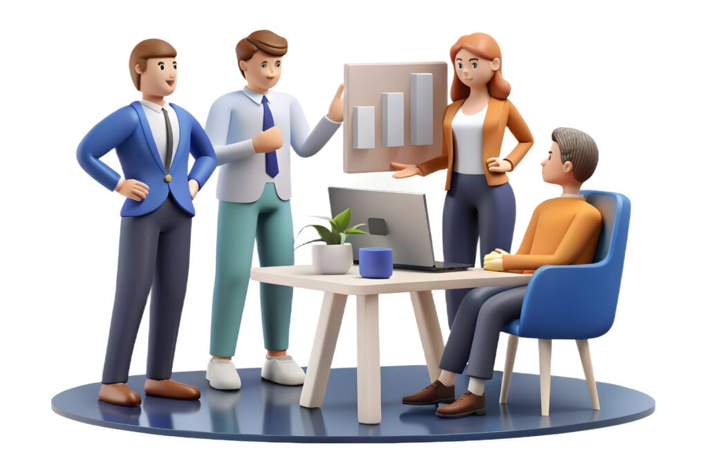 Flat Candid Group Discussing Retail Strategy Modern Office Vector Illustrations Business Te