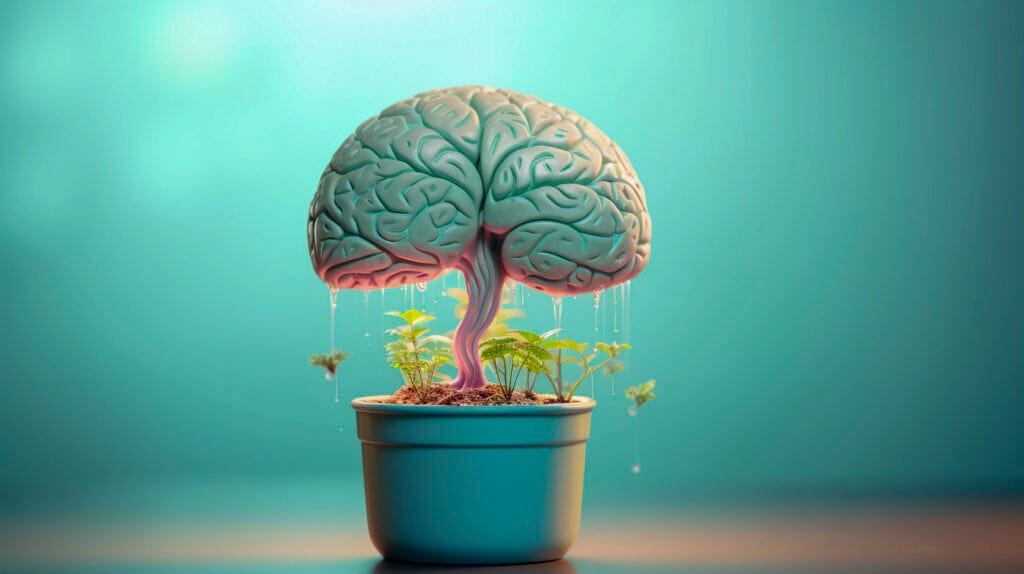 Representation Human Brain As Plant Tree Pot